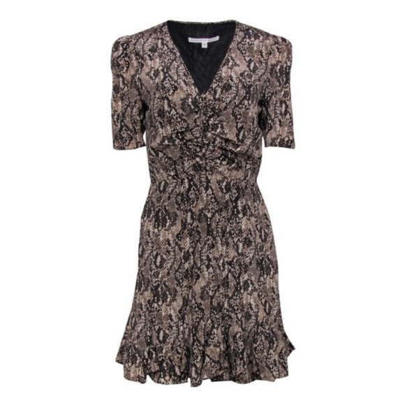 VERONICA BEARD Ried Python Print Silk Short Sleeve Mini Dress - Picture 5 of 9